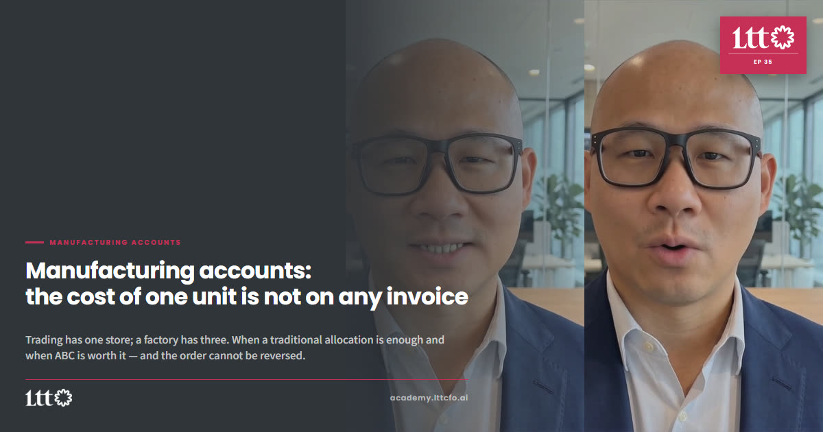 EP35 — Manufacturing accounts: the cost of one unit is not on any invoice